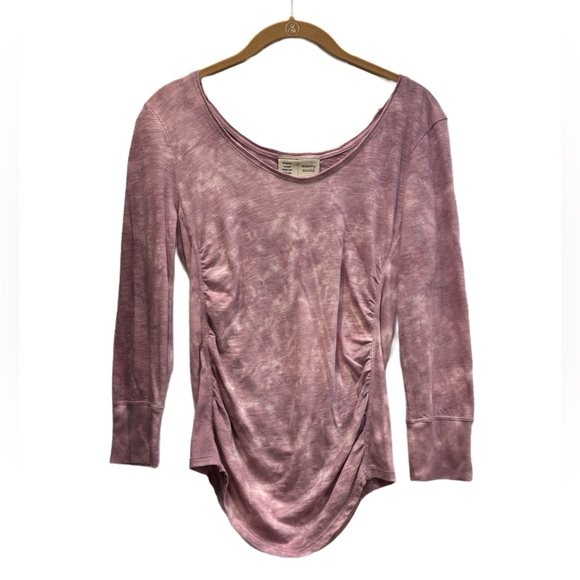 Anthropologie Tops - Anthropologie Saturday Sunday Pink Tie Dye Ruched Long Sleeve Top, Cotton Blend